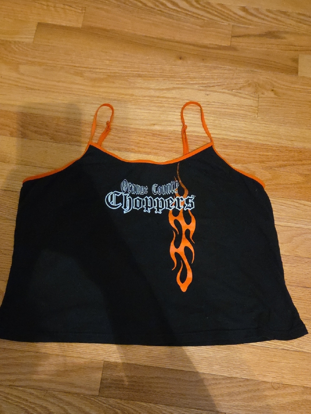 Orange County Choppers Black & Orange Flame Spaghetti Tank